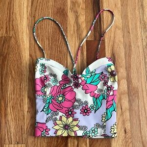 ZARA floral lace up crop top size small